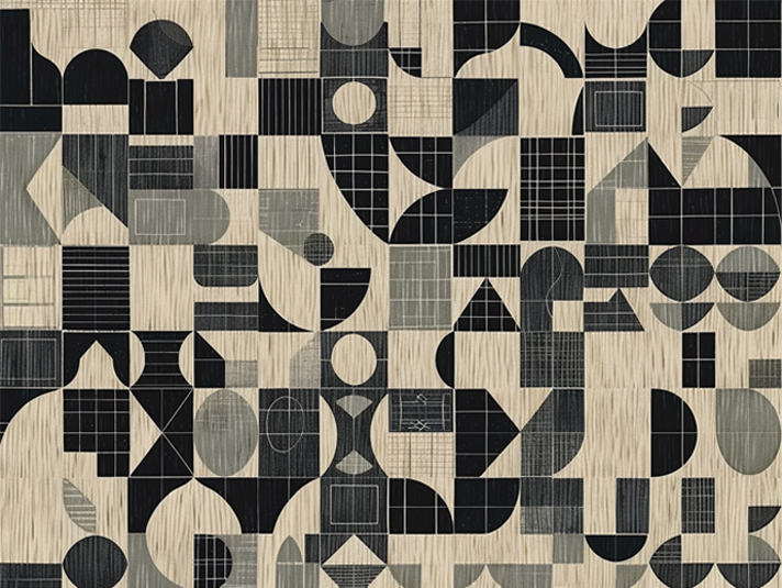 Geometric Black and Tan Canvas - Loom Gardens