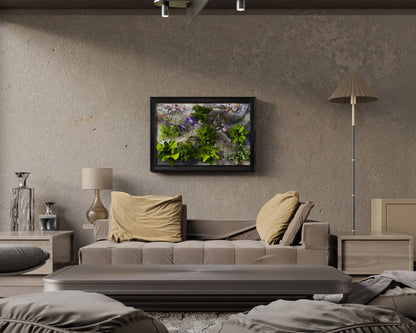 Living Art Garden above concrete couch